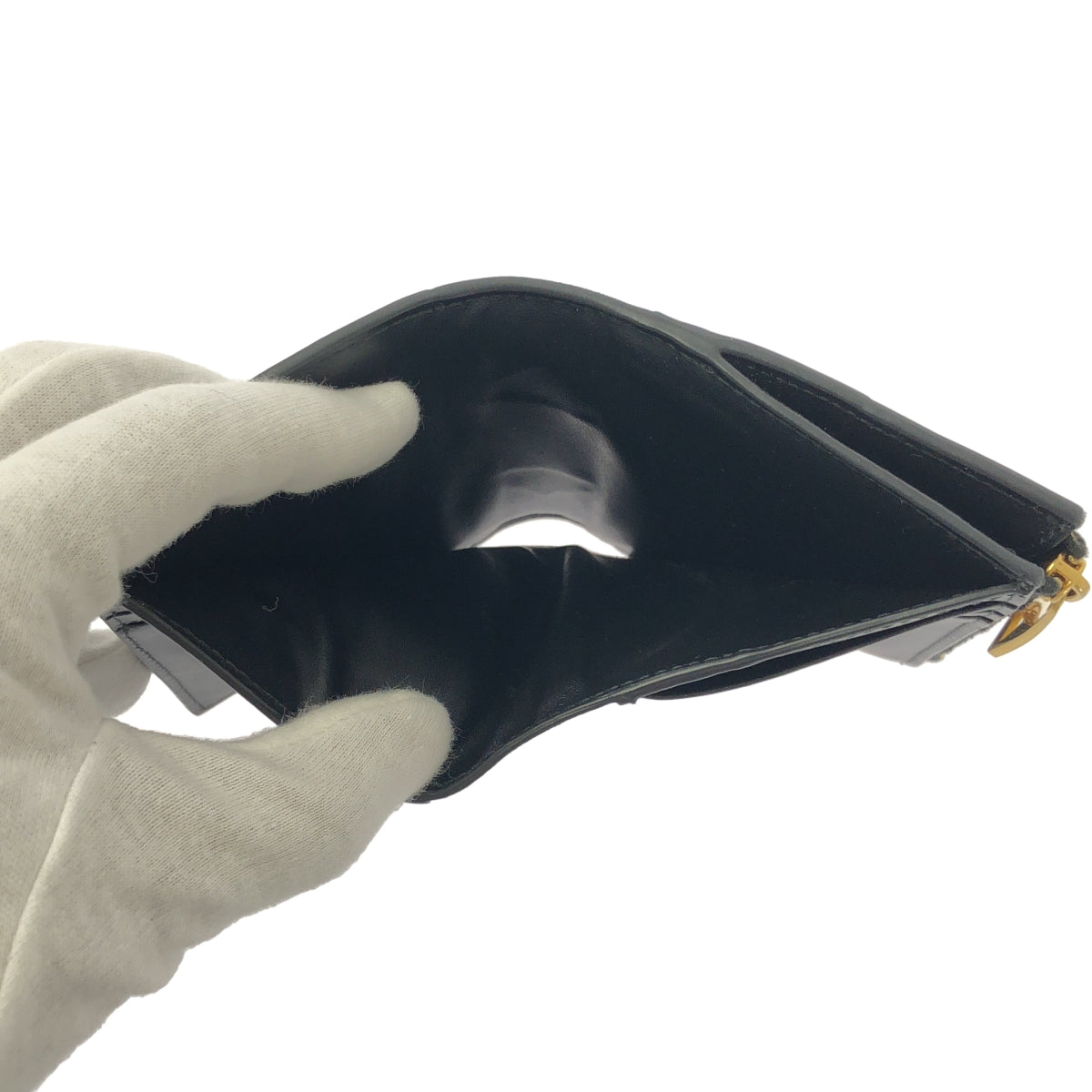 【美品】  BOTTEGA VENETA / ボッテガヴェネタ | イントレチャート スモールカセット ウォレット 二つ折り財布 | ブラック | レディース