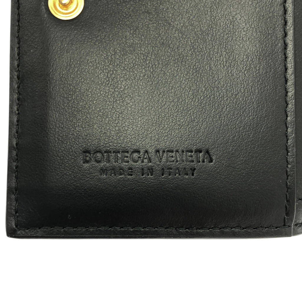 【美品】  BOTTEGA VENETA / ボッテガヴェネタ | イントレチャート スモールカセット ウォレット 二つ折り財布 | ブラック | レディース