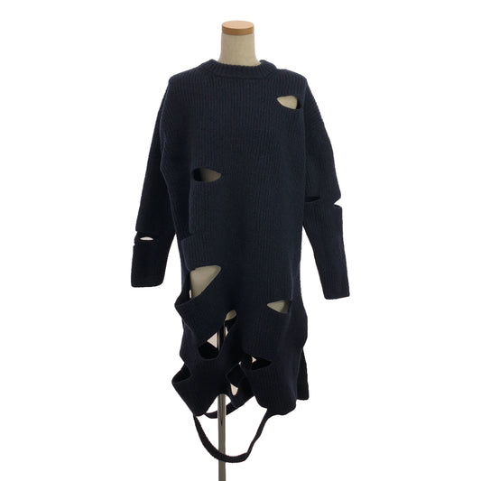 [Good Condition] Y's / Y's Yohji Yamamoto | Deformed Cutout Knit Dress | 2 | Navy | Women's