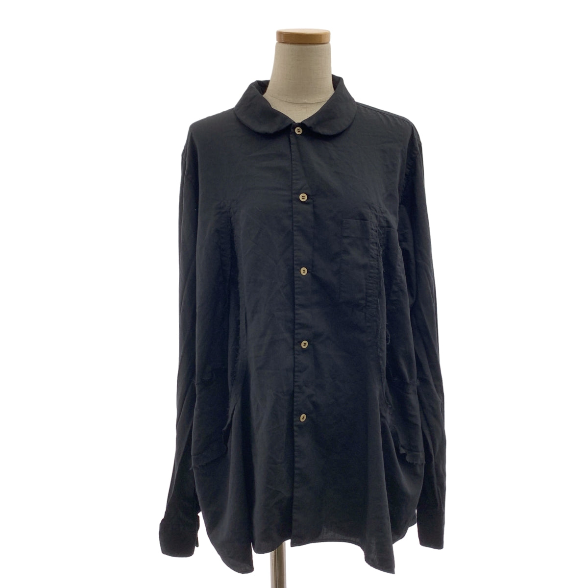 BLACK COMME des GARCONS / 블랙 콤 데 갤슨 | AD2024 | 폴리 에스테르 제품 가공 컷 오버 셔츠 | L | 남성
