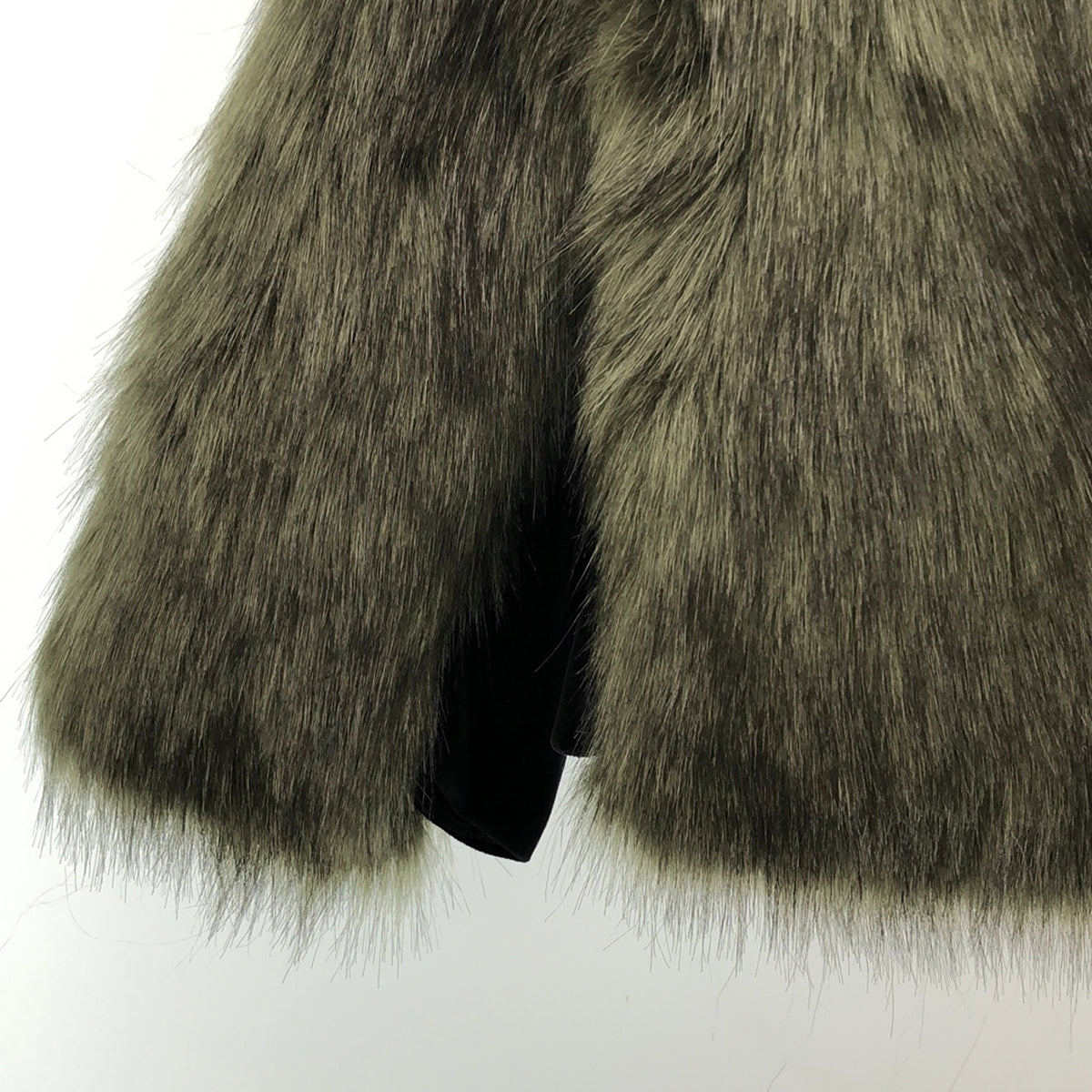 【미품】 DRIES VAN NOTEN / 드리스 반 노텐 | 2020AW | 벨벳 전환 7 분 소매 가짜 모피 재킷 | S | 카키 | 여성