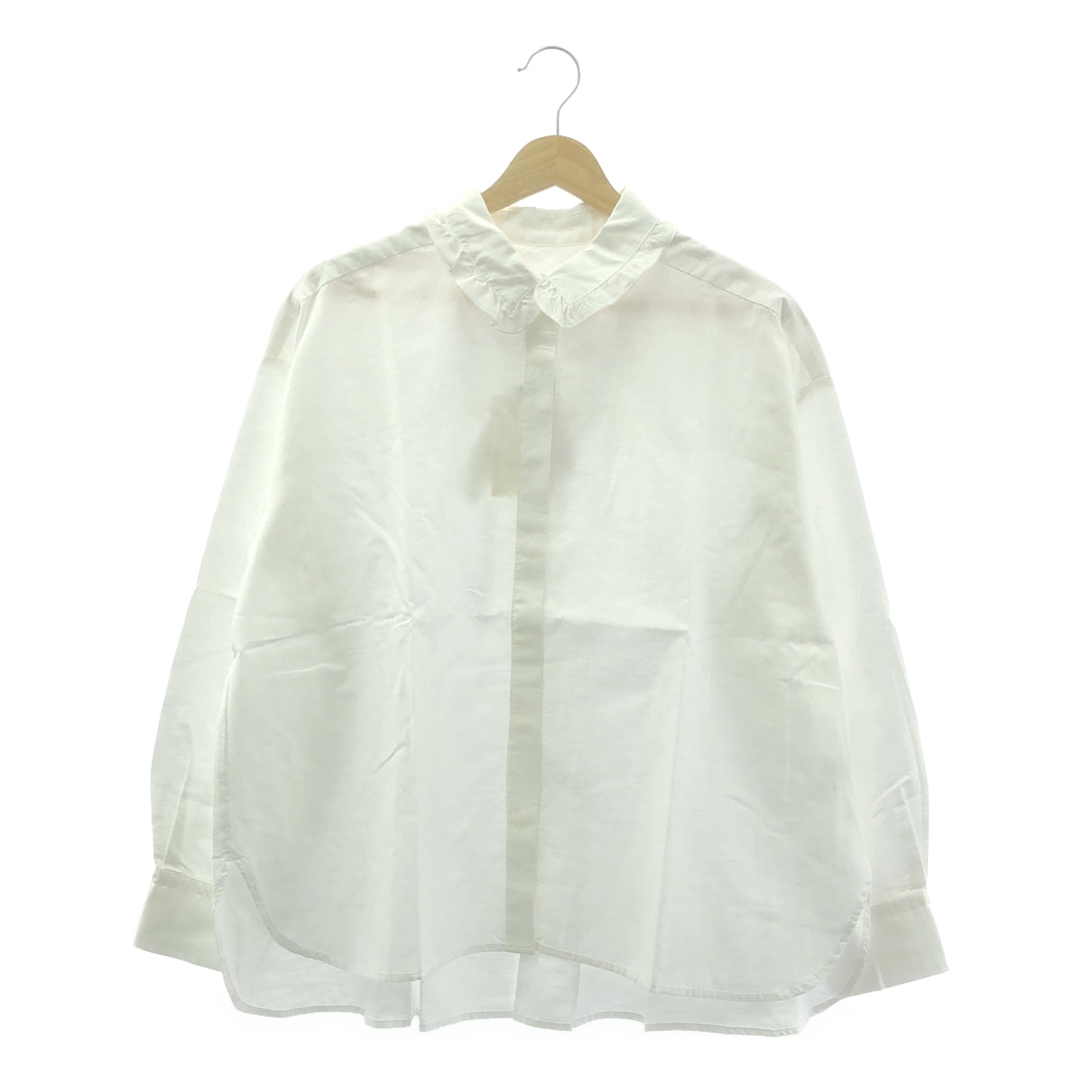 【新品】  Hands of creation / ハンズオブクリエイション | Cu/スーピマスラブ Cナチュラルワッシャー チビフリルシャツBL | F | ホワイト | レディース