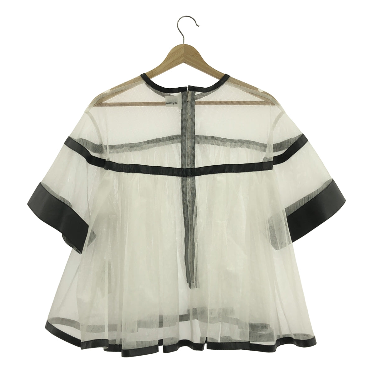 noir kei ninomiya / ノワールケイニノミヤ | チュール エコレザー ギャザー プルオーバー ブラウス | M | レディース