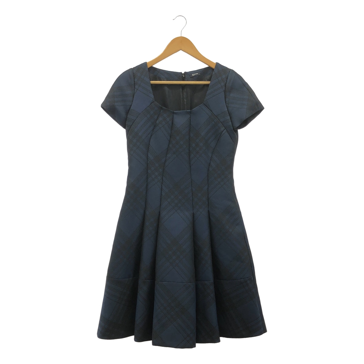 JIL SANDER NAVY / 질 썬더 네이비 | 체크 탁 플레어 원피스 | 34 | 네이비 / 블랙 | 여성