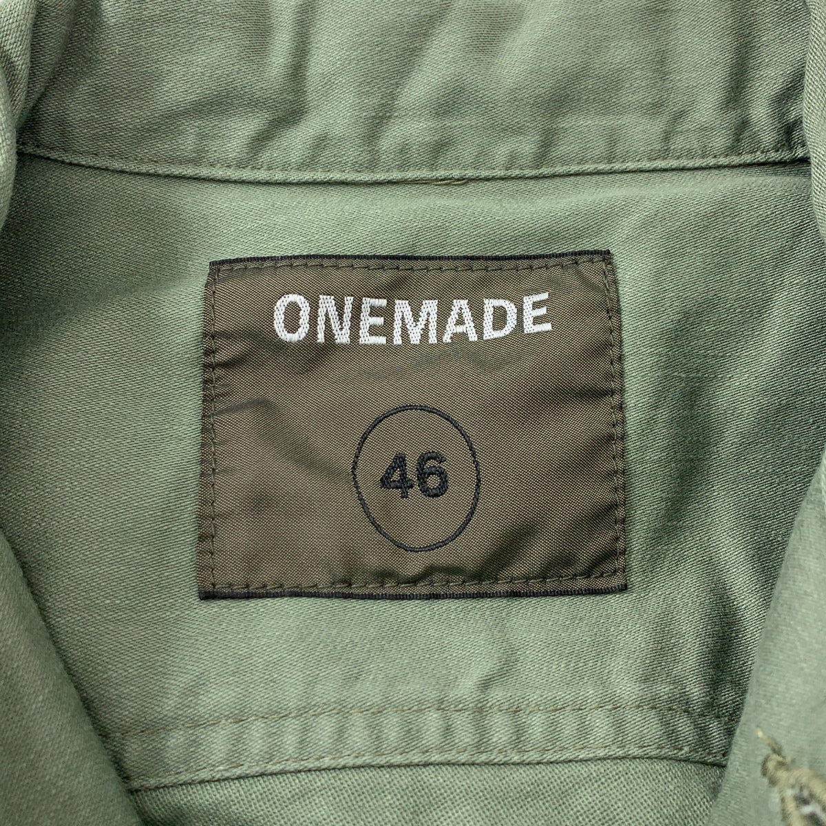 ONE MADE / ワンメイド | Military OP + Check 刺しゅう ワッペン ペイント ピンバッジ チェックドッキング ミリタリーロングシャツ | 46 | メンズ