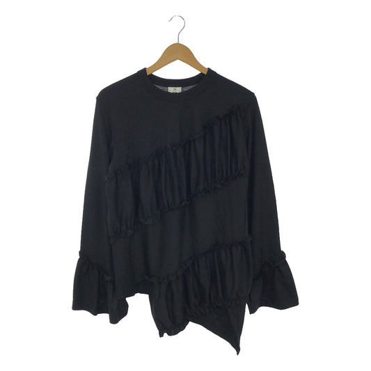 [Good Condition] noir kei ninomiya / Noir Kei Ninomiya | 2023AW | Ruffle Detail Asymmetrical Knit | M | Black | Women's