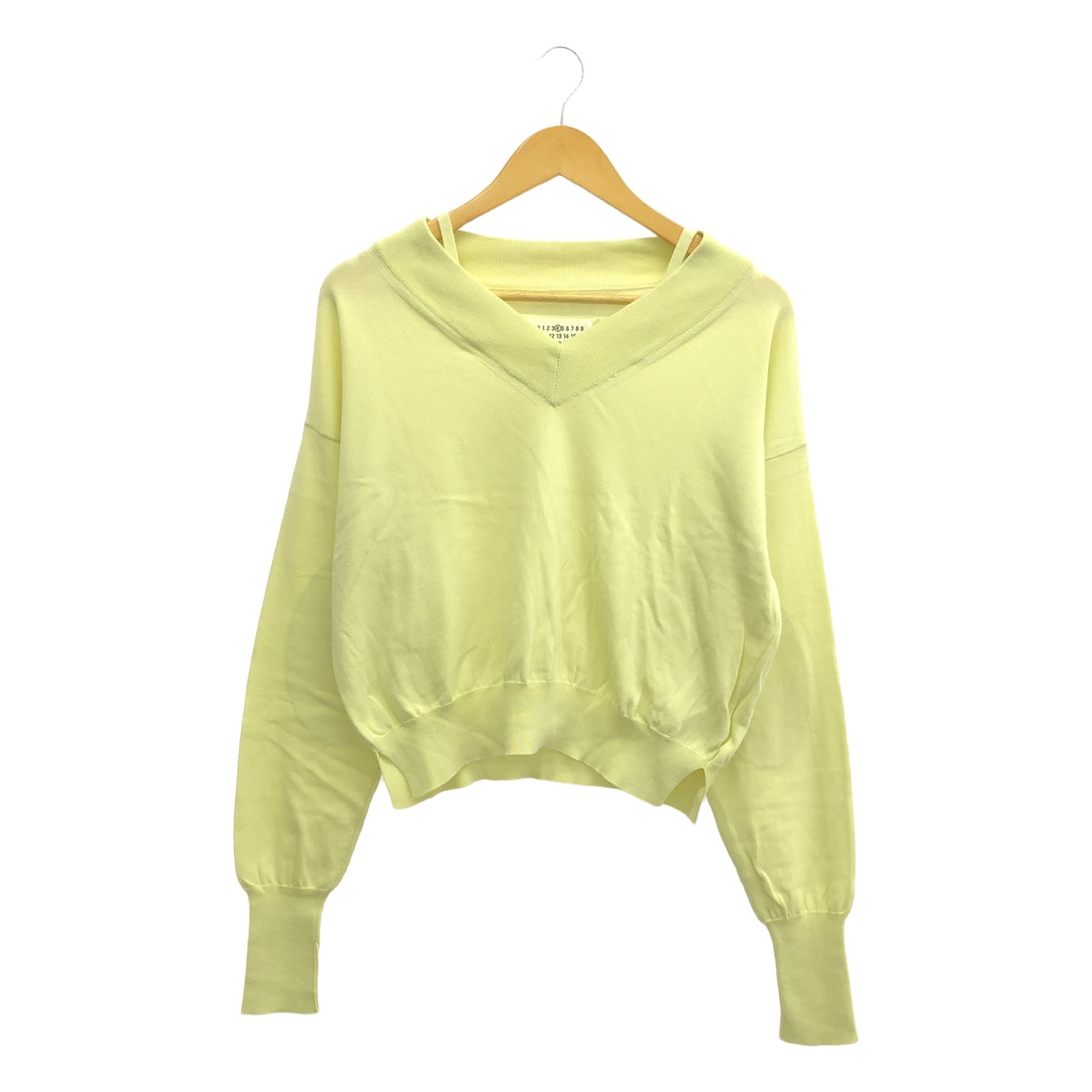 Maison Margiela / 메종 마르젤라 | 2020SS | 엘보 패치 V 넥 코튼 니트 | XS | 옐로우 | 여성