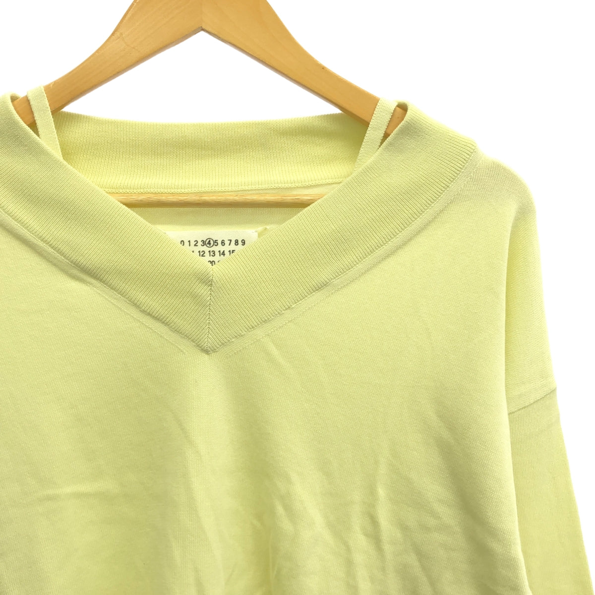 Maison Margiela / 메종 마르젤라 | 2020SS | 엘보 패치 V 넥 코튼 니트 | XS | 옐로우 | 여성