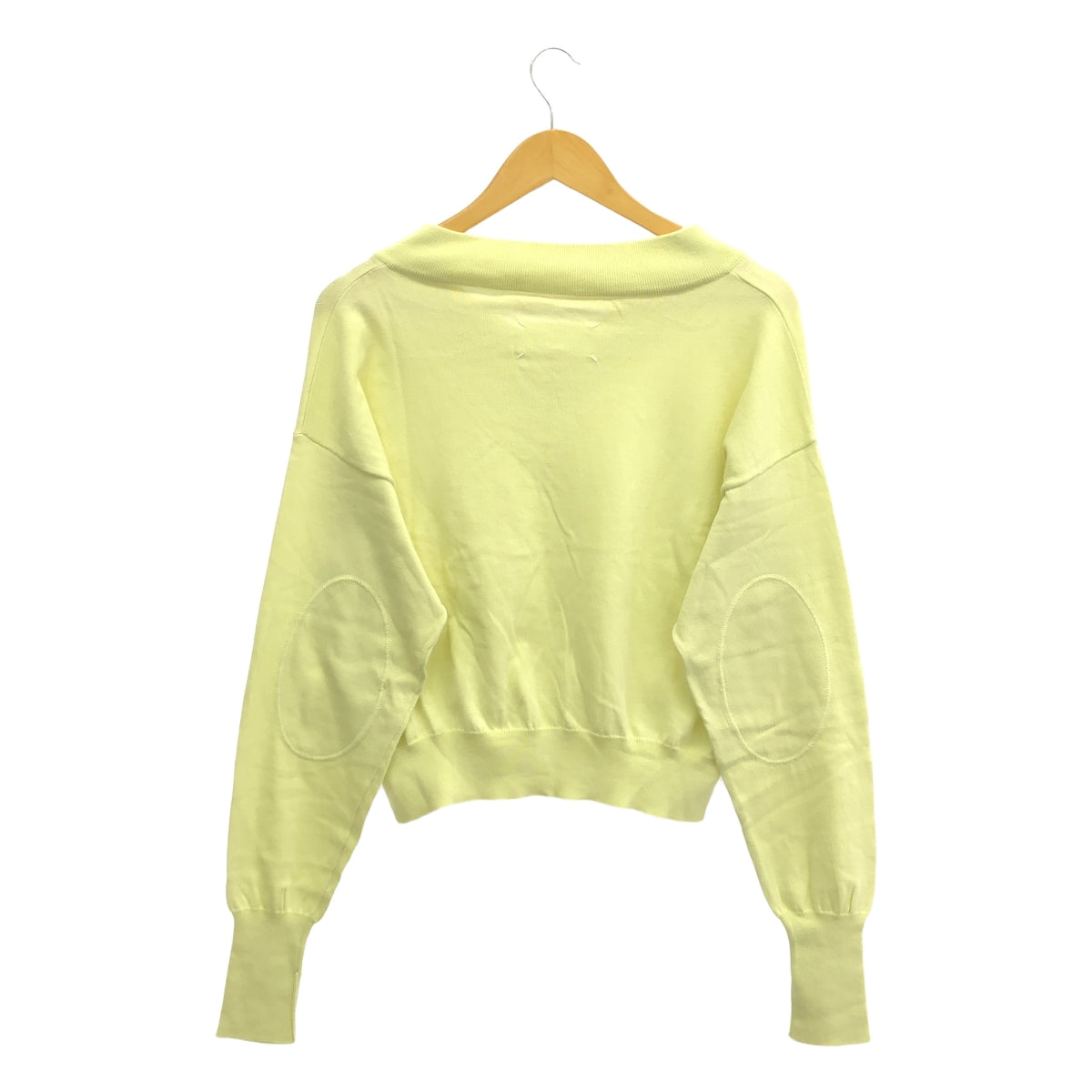 Maison Margiela / 메종 마르젤라 | 2020SS | 엘보 패치 V 넥 코튼 니트 | XS | 옐로우 | 여성