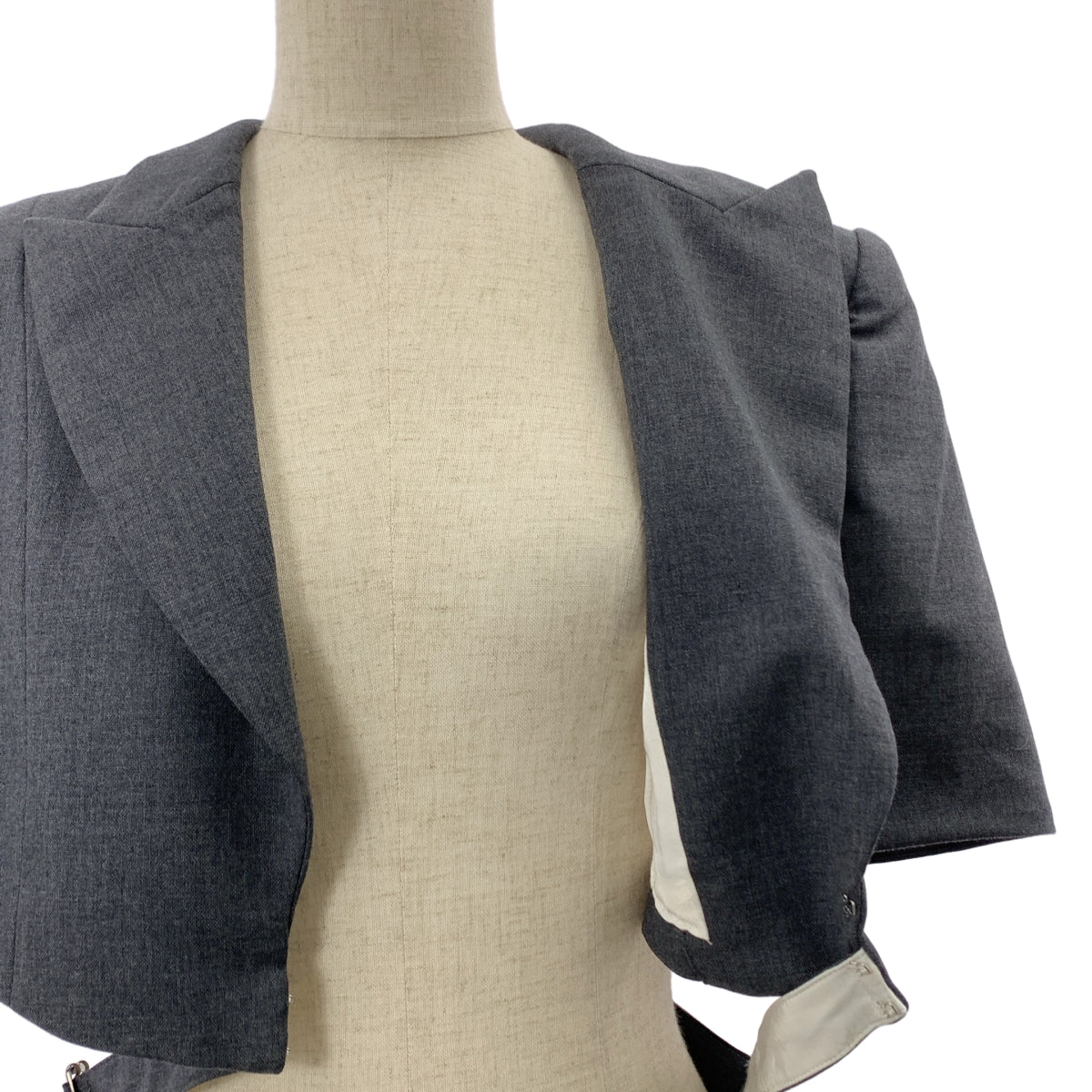 FETICO / 페티코 | WOOL TAILORED CAPE 크롭 테일러 케이프 | 1 | 회색 | 여성