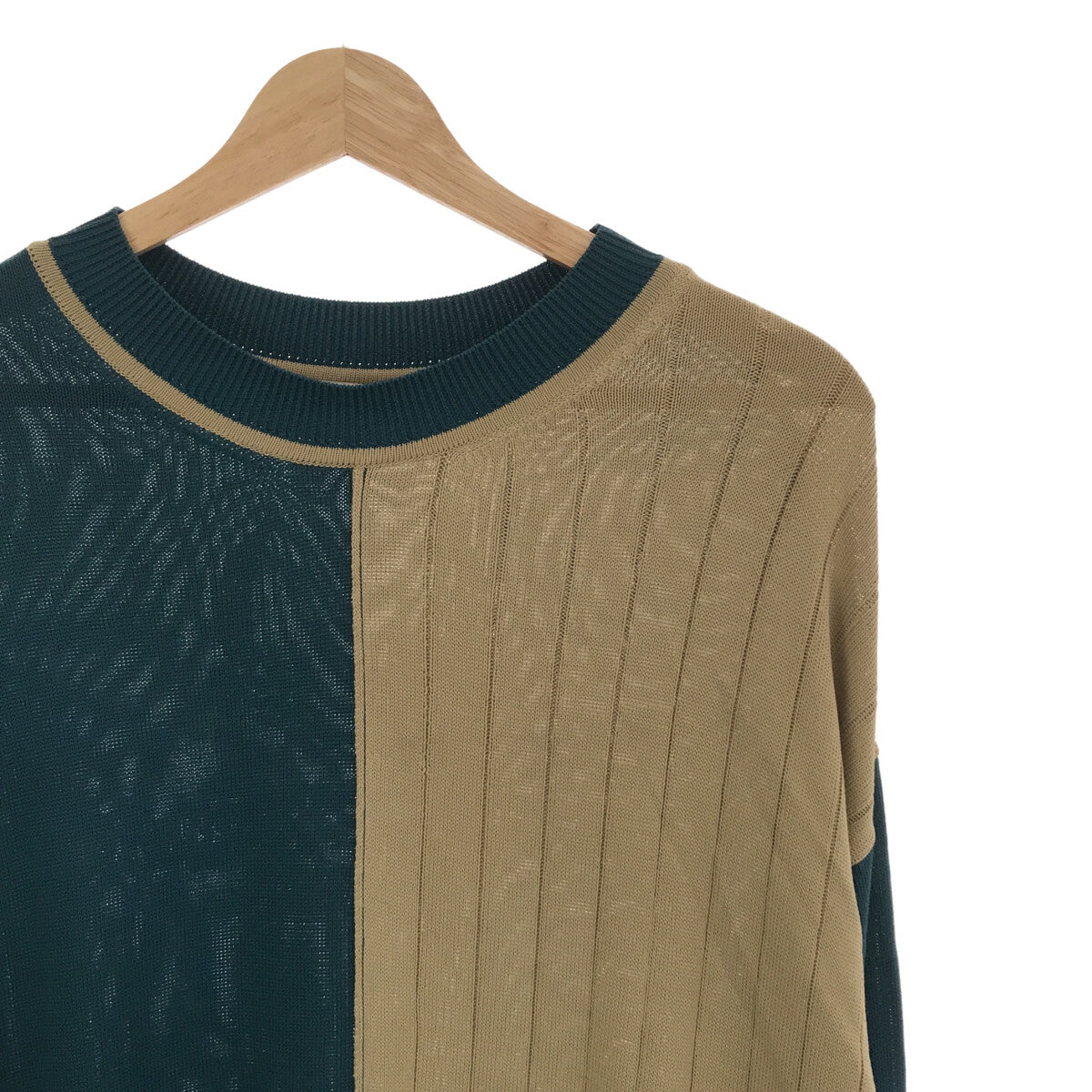 [New] Children of the discordance | 12G CHANGEOVER COLORWAY CREWNECK KNIT / Knitwear Pullover | 2 | Beige/Green | Men's