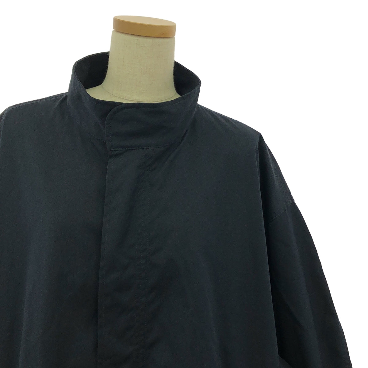LOEFF / ロエフ | OX スタンドカラー ミリタリー コート | 2 | ネイビー | レディース