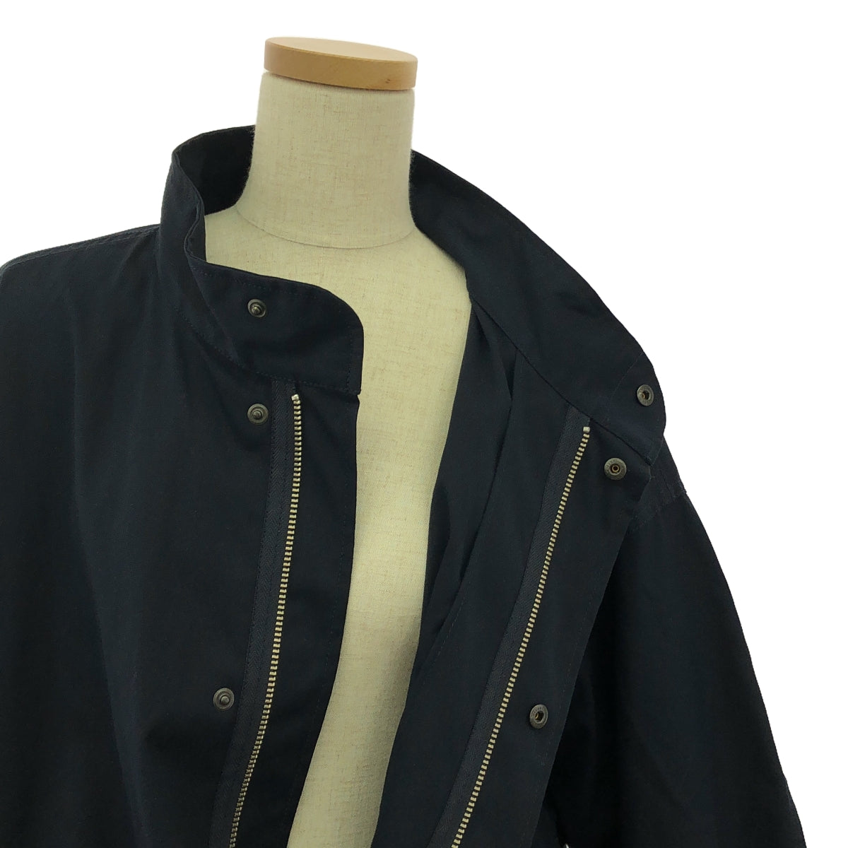 LOEFF / ロエフ | OX スタンドカラー ミリタリー コート | 2 | ネイビー | レディース
