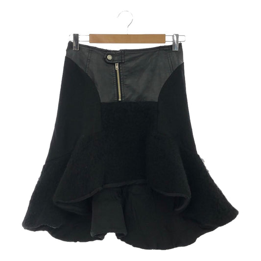 JUNYA WATANABE COMME des GARCONS / Junya Watanabe | 2013AW | Mixed material faux leather switching mohair wool deformed patch skirt / Fully lined | XS | Women's