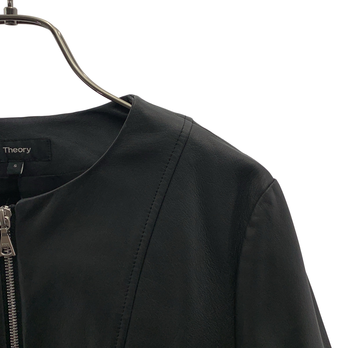 theory / セオリー | 羊革 ラムレザー ジップ ノーカラー ジャケット