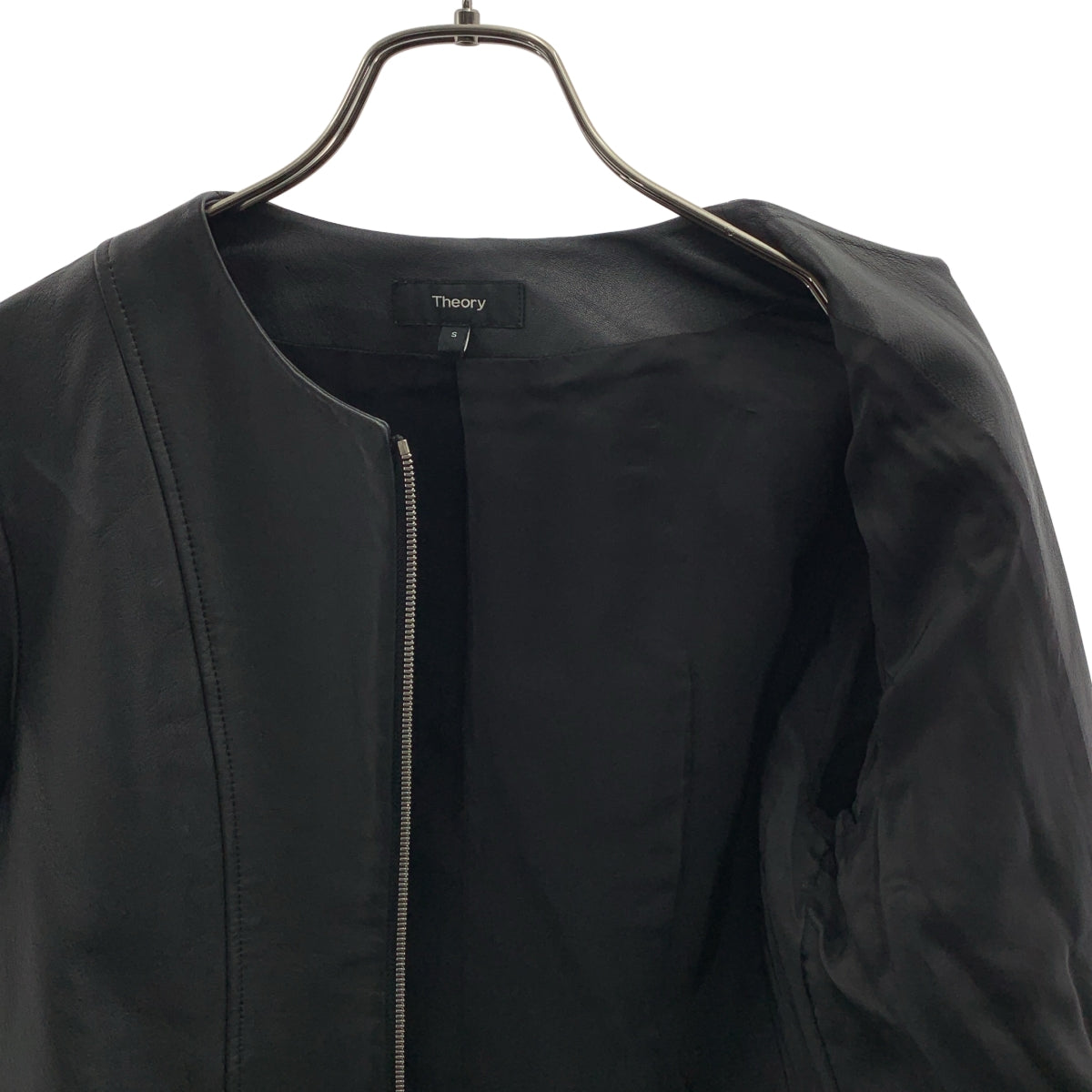 theory / セオリー | 羊革 ラムレザー ジップ ノーカラー ジャケット