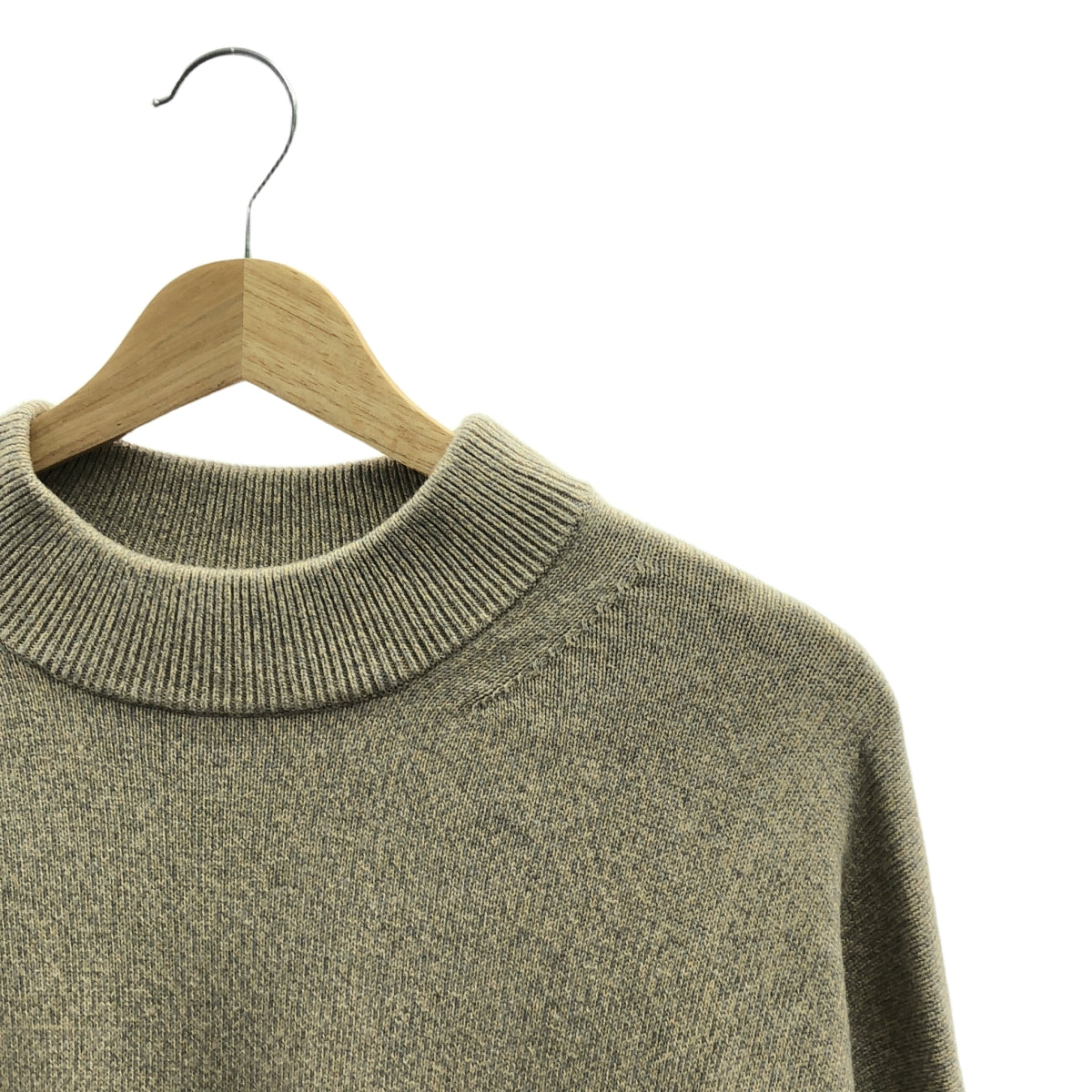 Crepuscule / クレプスキュール | Moc neck L/S 撚り 杢の綿 カシミヤ モックネックニット | 2 | ベージュ | メンズ