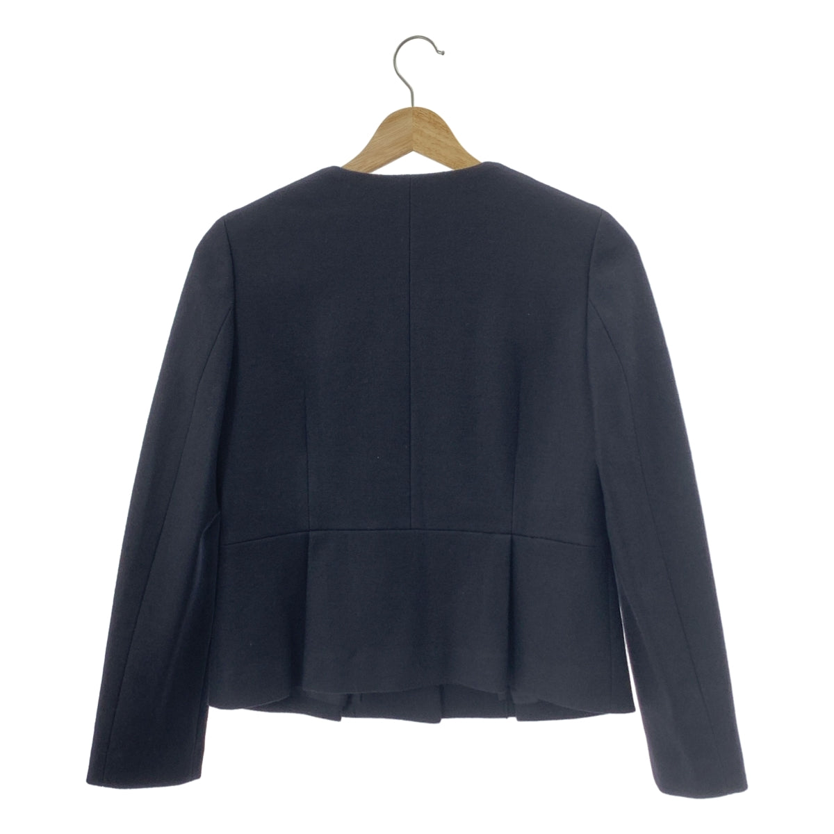 【美品】  Tomorrowland BALLSEY / トゥモローランドボールジー | ウール セットアップ / ノーカラー フロントフック ジャケット / タイトスカート | 36 | ブラック | レディース