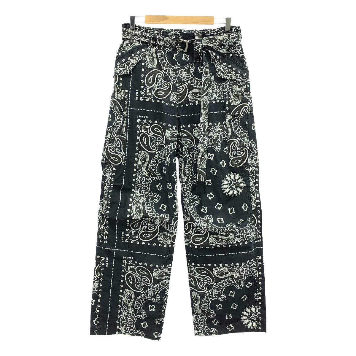 sacai / サカイ | 2023SS | Bandana Print Pants / 総柄 ペイズリー ベルテッド カーゴパンツ | 1 | ダークネイビー系 | メンズ