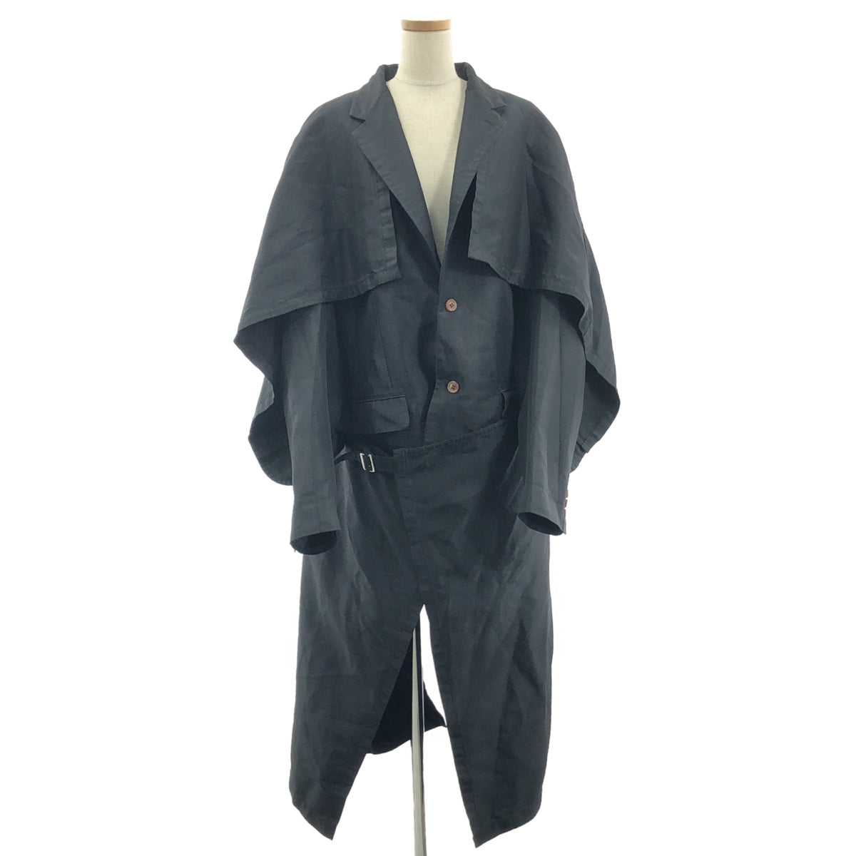 【美品】  COMME des GARCONS HOMME PLUS / コムデギャルソンオムプリュス | 2020AW | 色の抵抗期 / ポリエステル縮絨 後染 マント ジャケット | M | ブラック | メンズ