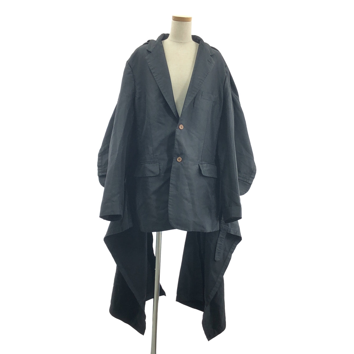 [狀況良好] COMME des GARÇONS HOMME PLUS | 2020 秋冬 |耐色/聚酯縮水染色斗篷外套|尺寸 M |黑色|男士