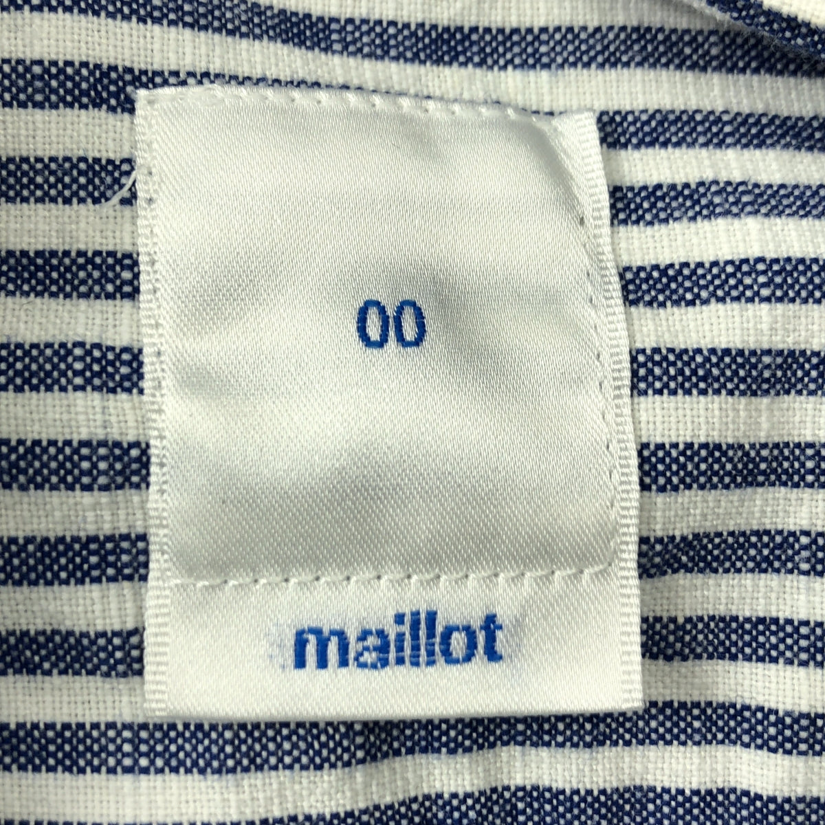maillot / 마이요 | 코튼 린넨 스트라이프 라운드 칼라 셔츠 블라우스 | 00 | 네이비 / 화이트 | 여성