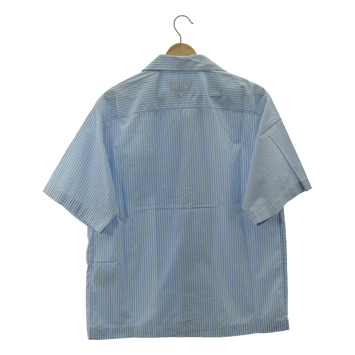 【美品】  PRADA / プラダ | 2025SS | ダブルマッチ ストライプ 切替 オープンカラー 半袖シャツ | S | ブルー | メンズ