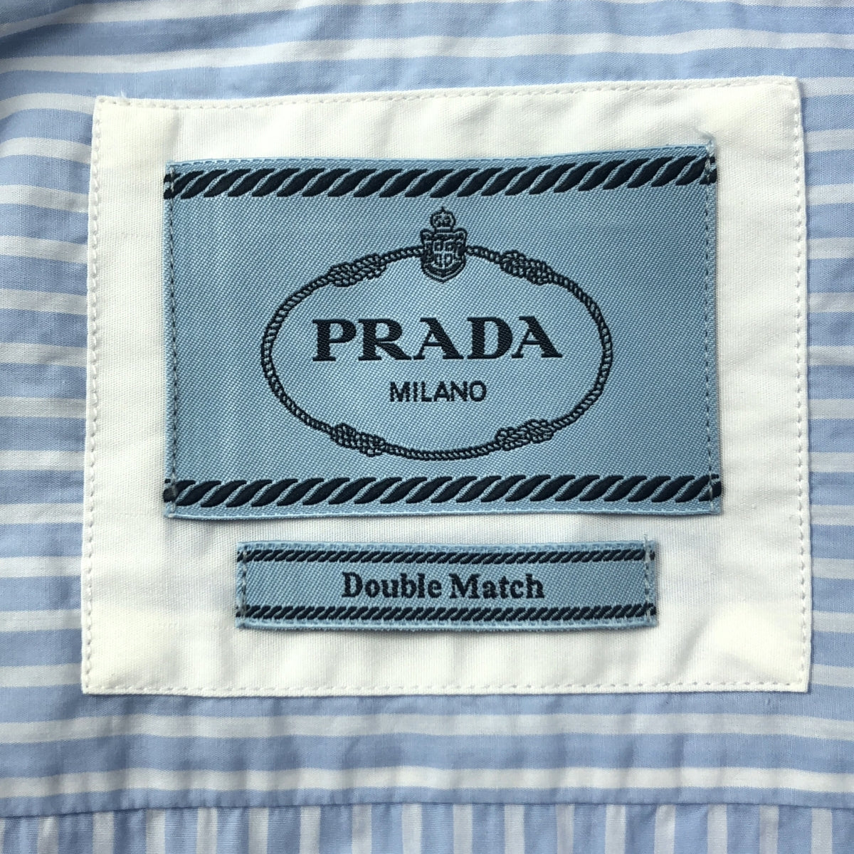 【美品】  PRADA / プラダ | 2025SS | ダブルマッチ ストライプ 切替 オープンカラー 半袖シャツ | S | ブルー | メンズ