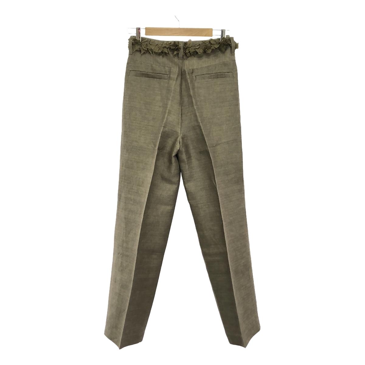 [New] CURRENTAGE | Fringe Belt One-Tuck Straight Pants | 1 | Khaki | Women's