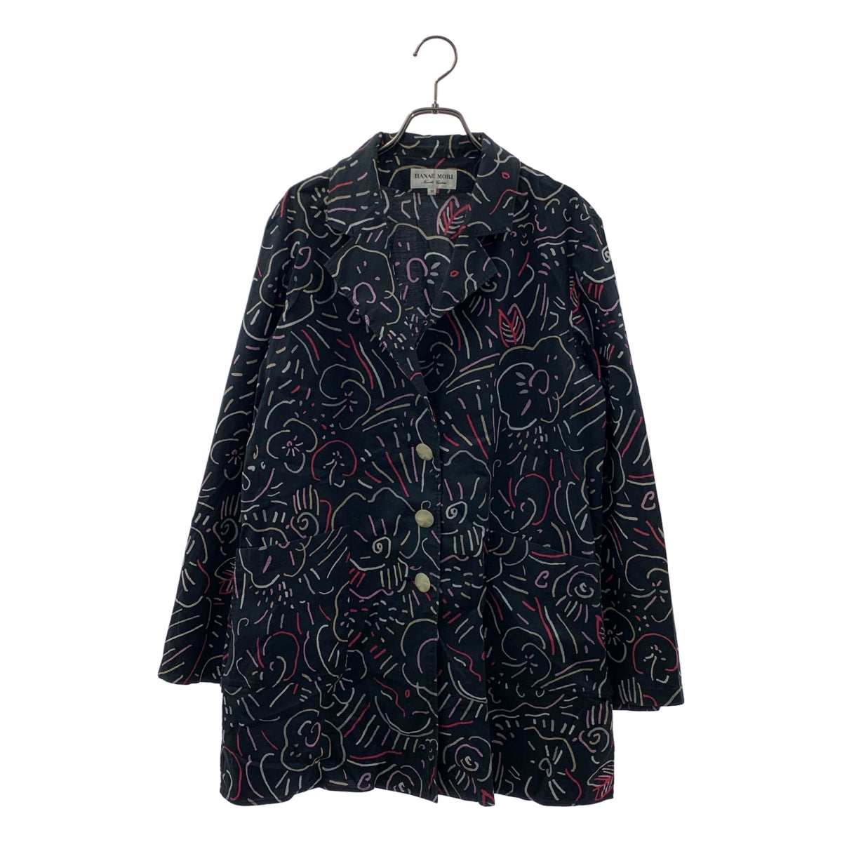 HANAE MORI / ハナエ　モリ | 総柄 3B シングルブレスト オーバー ジャケット | M | ブラック系 | レディース