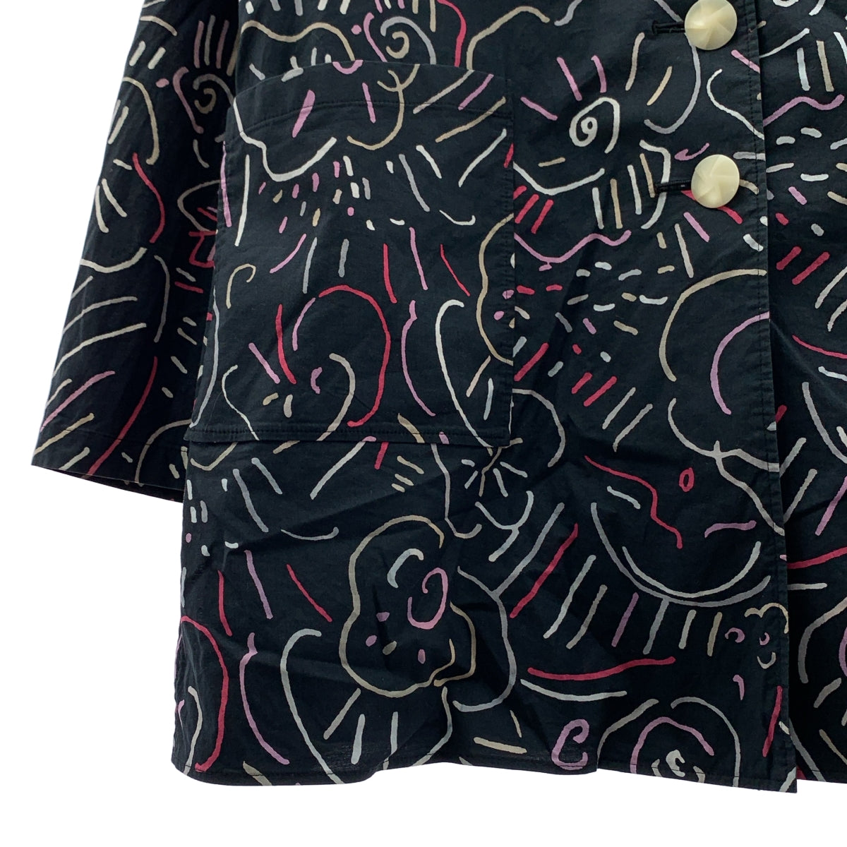 HANAE MORI / ハナエ　モリ | 総柄 3B シングルブレスト オーバー ジャケット | M | ブラック系 | レディース