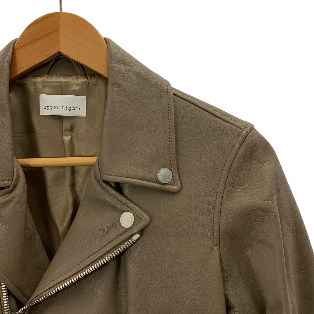 【成色極佳】Upper Hights | 羊皮雙排扣騎手外套 | 2碼 | 棕色 | 女款