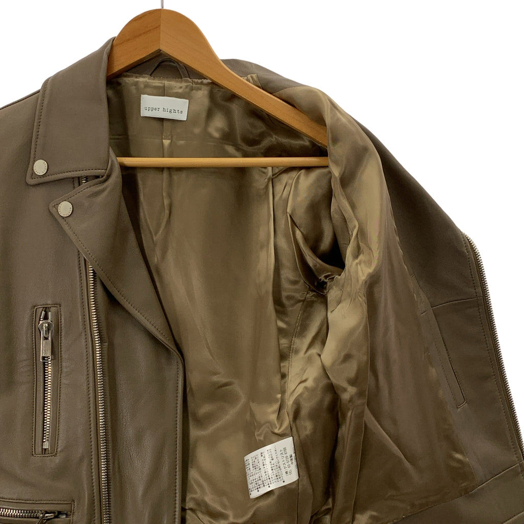 【成色極佳】Upper Hights | 羊皮雙排扣騎手外套 | 2碼 | 棕色 | 女款