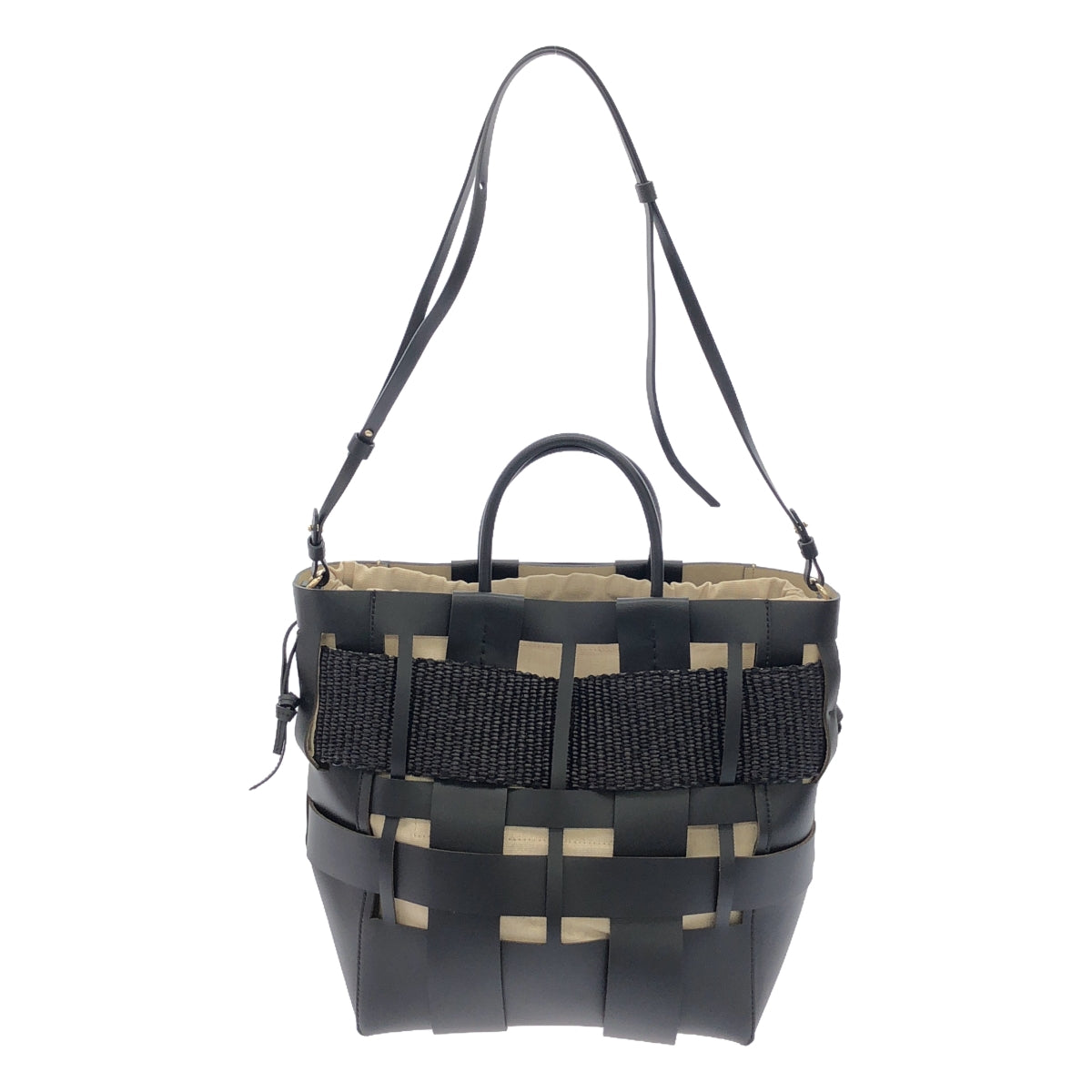 [品相良好] ZANCHETTI | 2023SS | Chaos Exclusive 雙向編織購物袋手提包 |黑色 |女性的