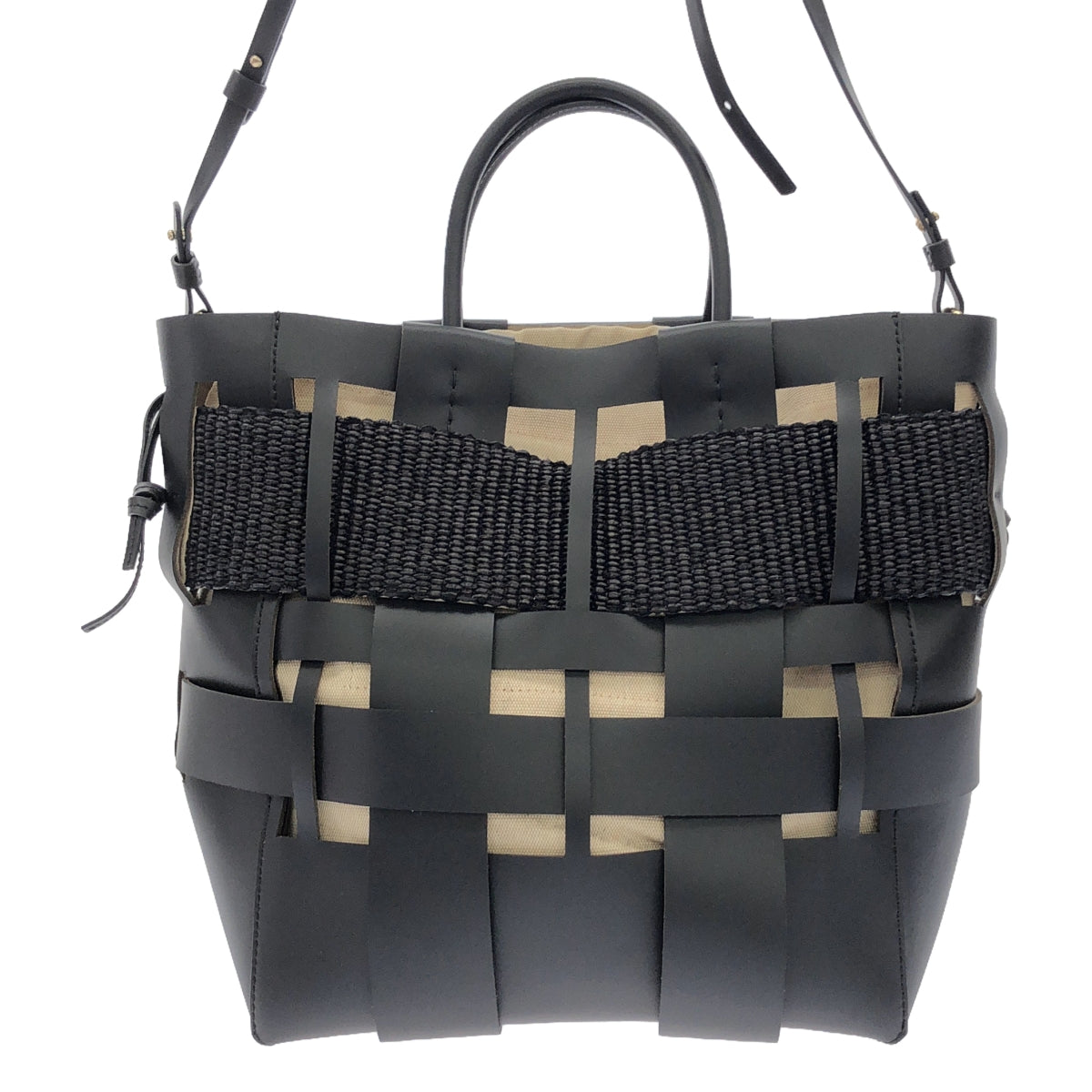 [品相良好] ZANCHETTI | 2023SS | Chaos Exclusive 雙向編織購物袋手提包 |黑色 |女性的