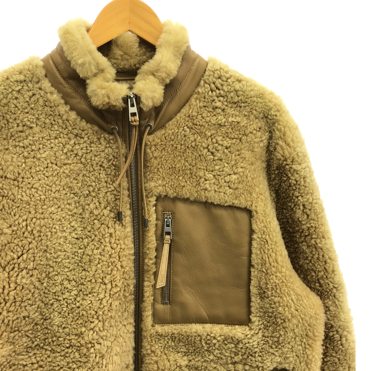 [品相良好] LOEWE | 2024AW | 羊毛木桐拉鍊外套 | 46 | 米色 | 男士