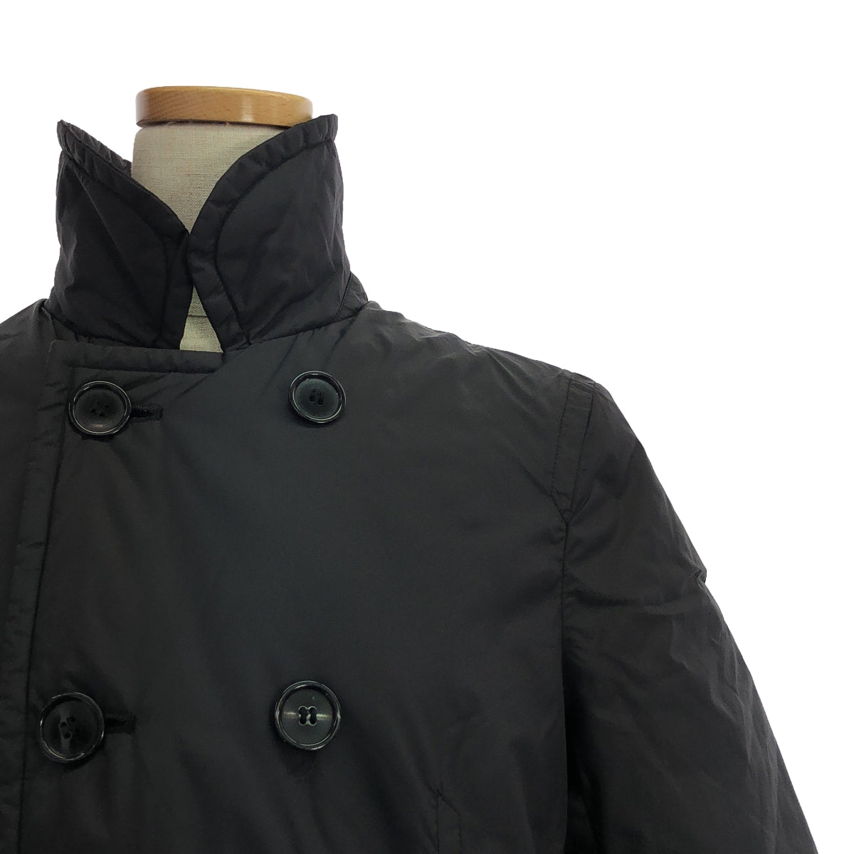 COMME des GARCONS COMME des GARCONS / 콤콤 | 안솜 라운드 칼라 더블 롱 오버 코트 | XS | 블랙 | 여성