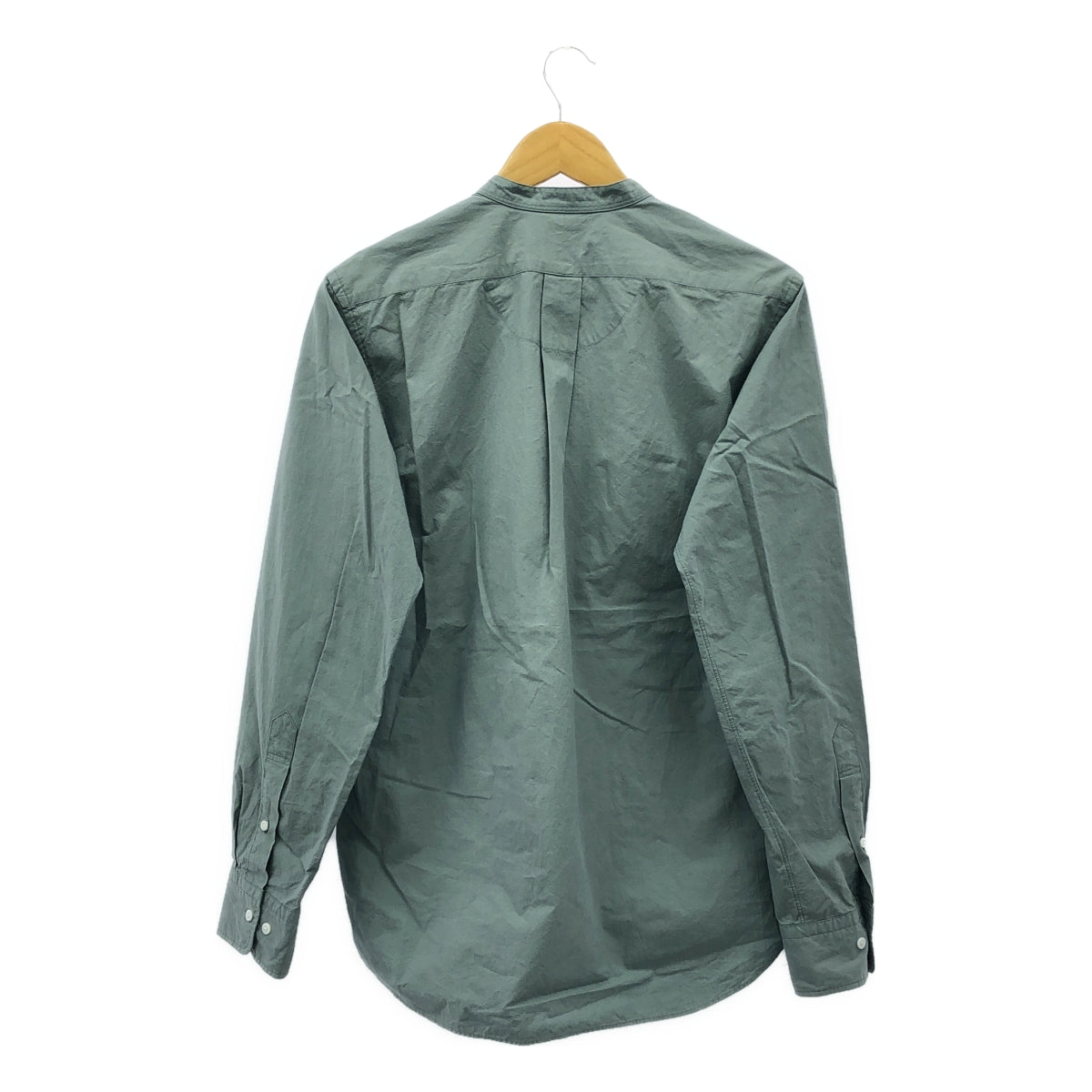 SCYE | Washed poplin granddad collar shirt | 38 | Green | Men's