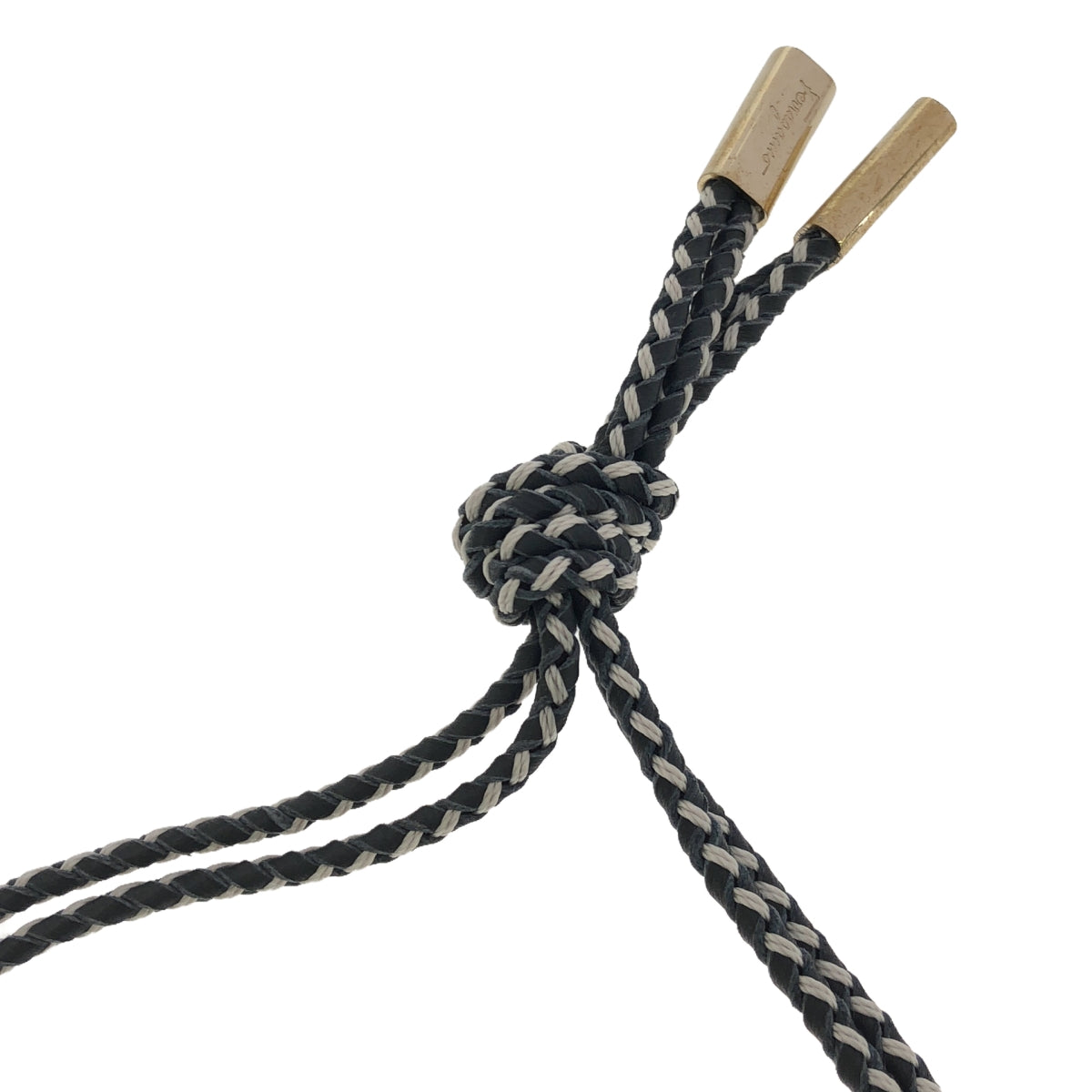【美品】  Salvatore Ferragamo / サルヴァトーレフェラガモ | Aura Leather Necklace / レザー ネックレス | チャコールブラック系 | レディース