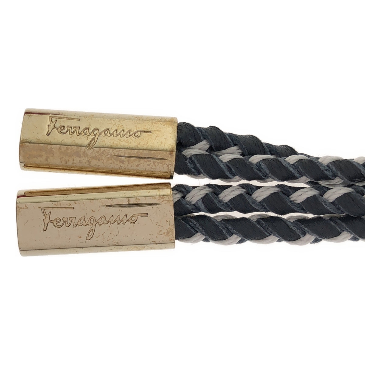 【美品】  Salvatore Ferragamo / サルヴァトーレフェラガモ | Aura Leather Necklace / レザー ネックレス | チャコールブラック系 | レディース