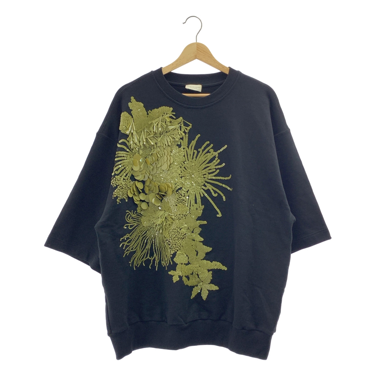 DRIES VAN NOTEN / ドリスヴァンノッテン | スパンコール オーバーサイズ ハーフスリーブ スウェット | XS | レディース