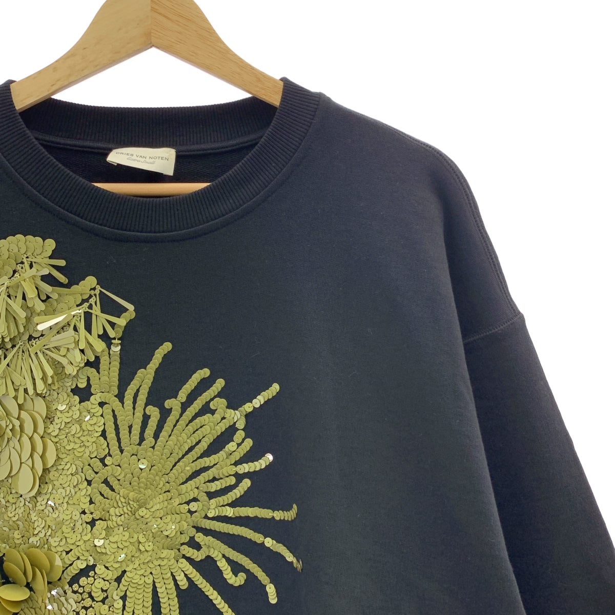 DRIES VAN NOTEN / ドリスヴァンノッテン | スパンコール オーバーサイズ ハーフスリーブ スウェット | XS | レディース