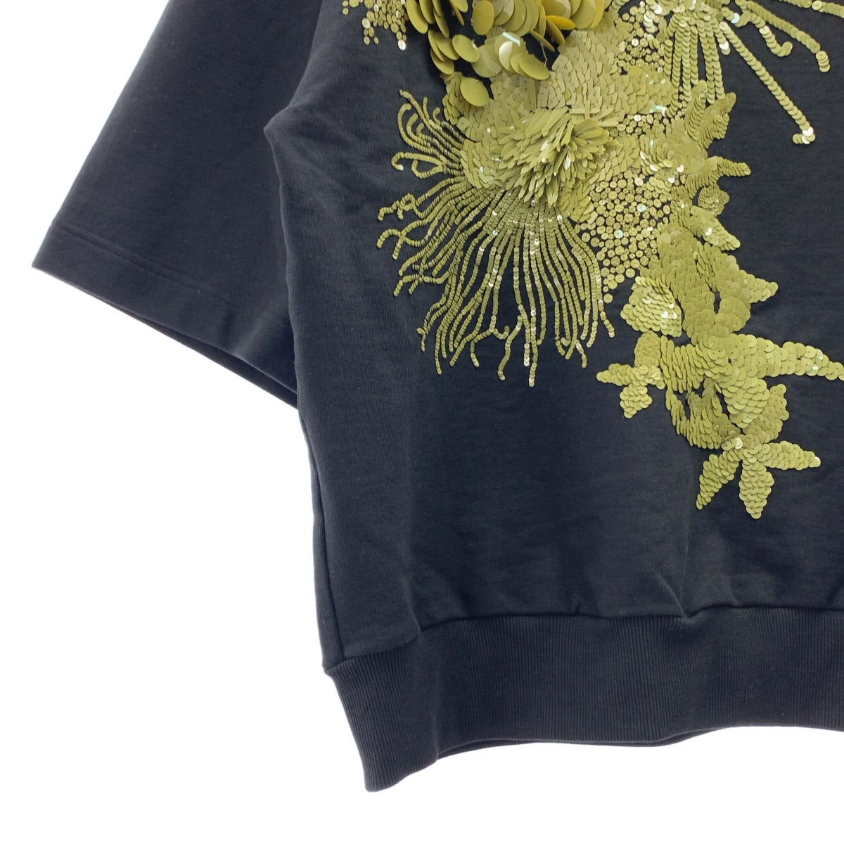 DRIES VAN NOTEN / ドリスヴァンノッテン | スパンコール オーバーサイズ ハーフスリーブ スウェット | XS | レディース
