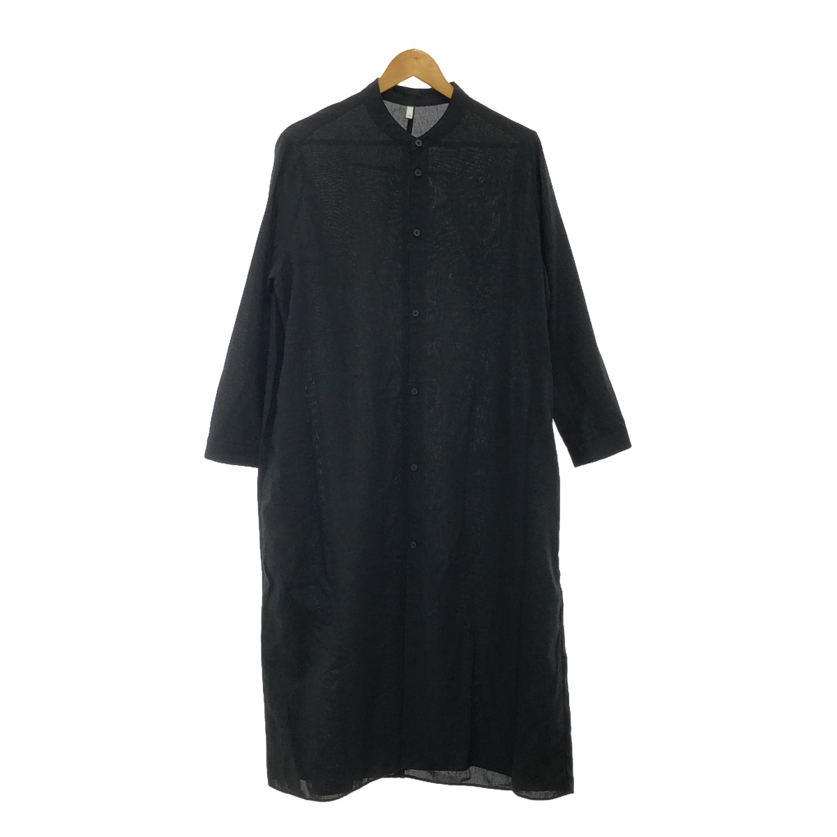 FIRMUM | Linen blend band collar shirt dress | S | Black | Women's