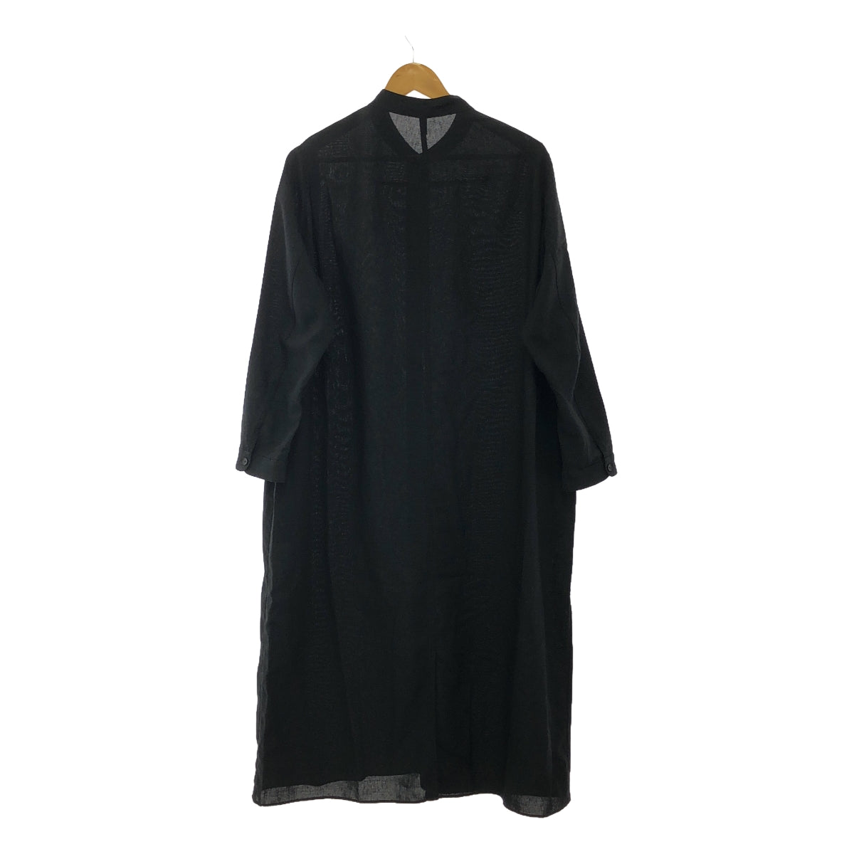 FIRMUM | Linen blend band collar shirt dress | S | Black | Women's