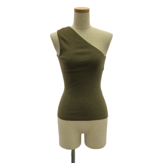 Cristaseya | Cashmere and silk one-shoulder knit top | S | Khaki | Women's