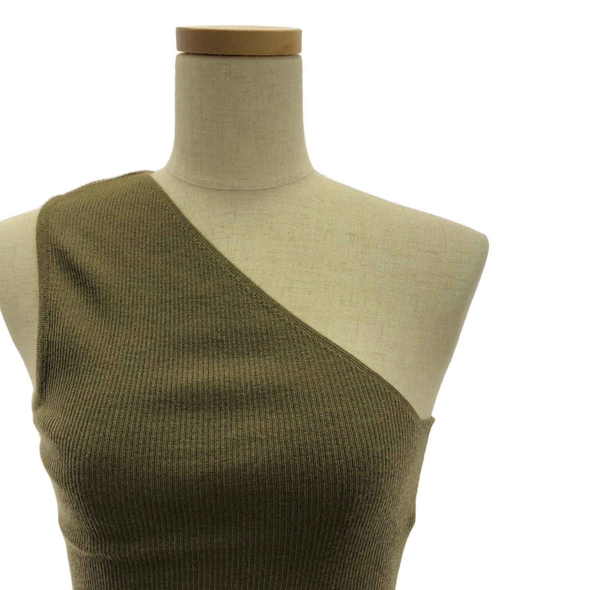 Cristaseya | Cashmere and silk one-shoulder knit top | S | Khaki | Women's