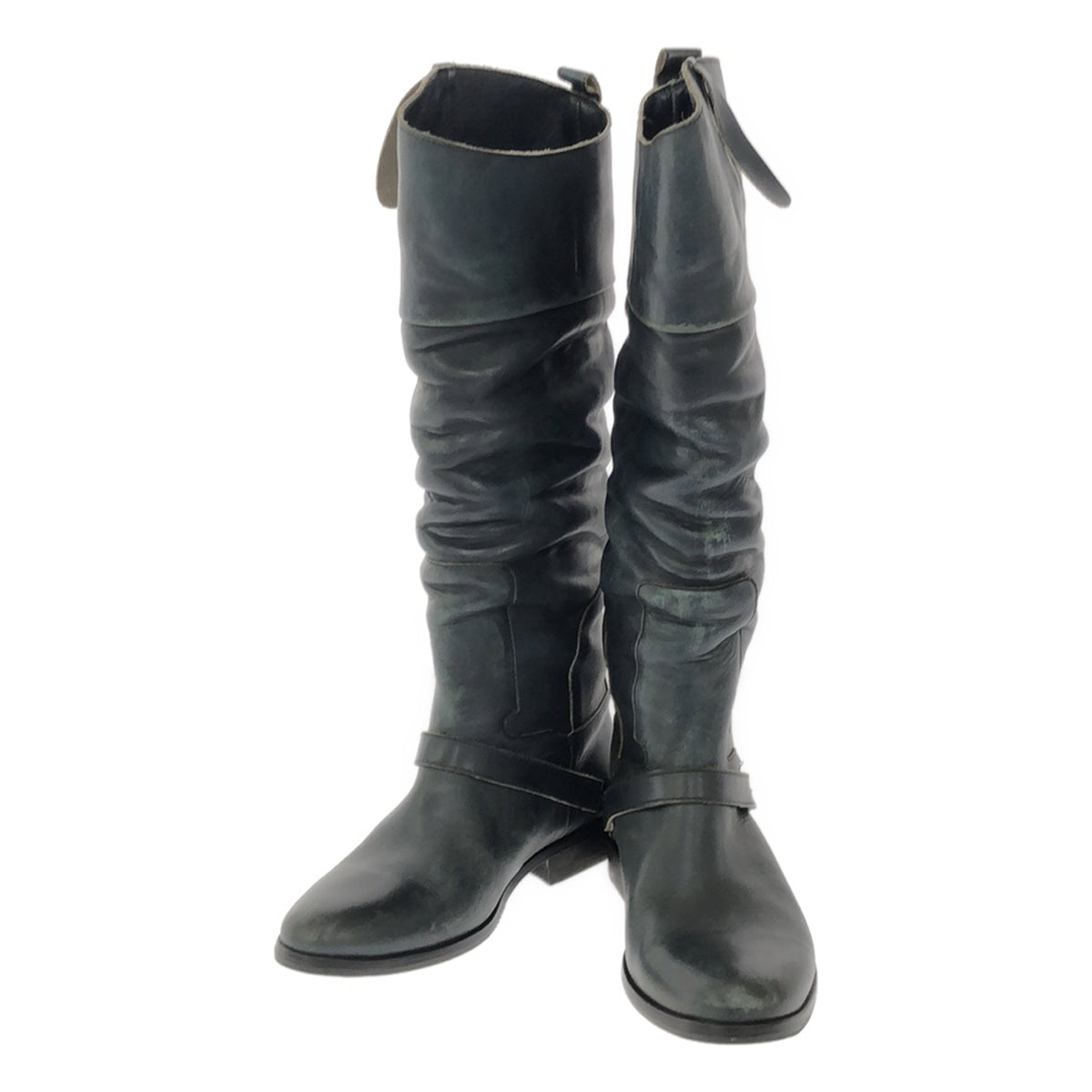 GOLDEN GOOSE / 골든구스 | CHARLIE LEATHER 빈티지 가공 가죽 롱 부츠 | 36 | 블루 | 여성