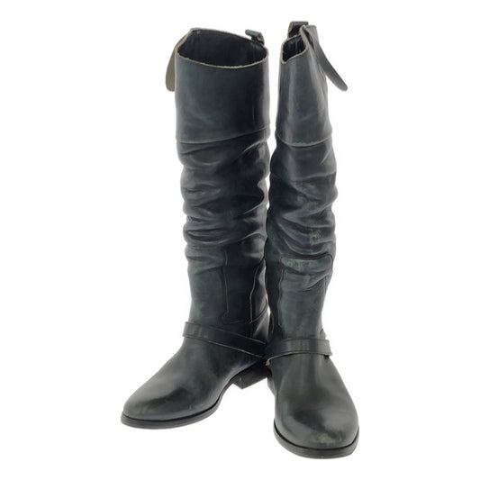 GOLDEN GOOSE | CHARLIE LEATHER vintage leather long boots | 36 | Blue | Women's