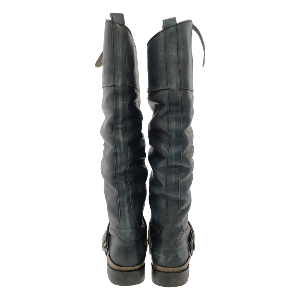 金鵝 | CHARLIE LEATHER 復古皮革長靴 | 36 |藍色 |女性的